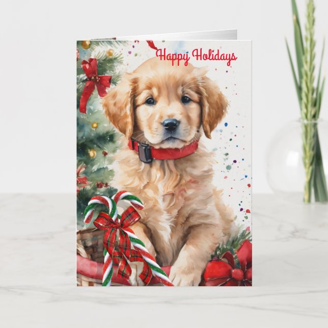 Julvalp i ett basket-helgdag-kort "Golden" Helgkort (Framsida)