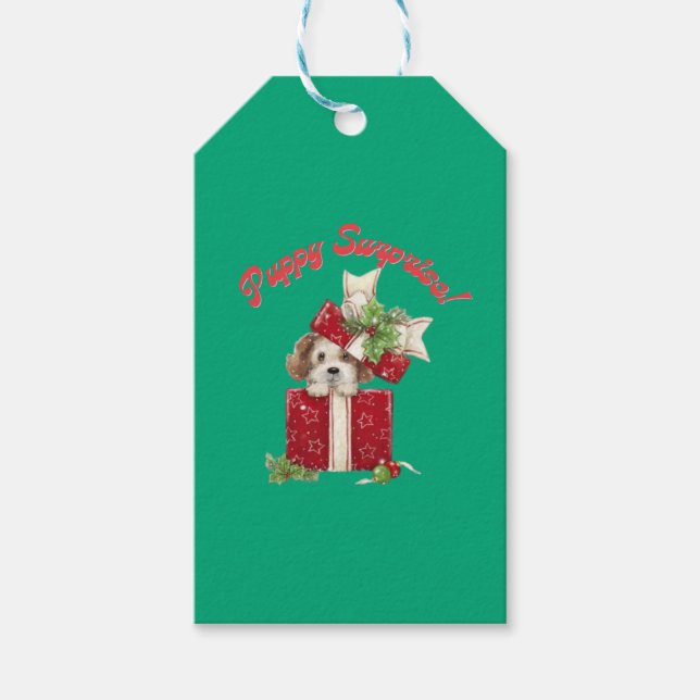 Julvalp i Gift Box-Helgdag - överraskning Presentetikett (Framsidan)