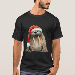 Julvalross Fluffig Rolig Vinter Söt Valross F T Shirt