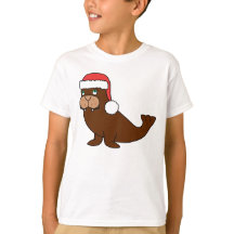 Julvalross med den röda Santa hatten