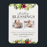 Julvälsignelse med flera foto och blad h magnet<br><div class="desc">Julvälsignelse med multifoto-blad-helgdag.</div>
