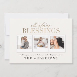 Julvälsignelse med multifoto från guld julkort