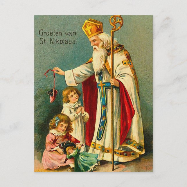 JulVälsignelse-St. Nikolaas Helg Vykort (Framsida)