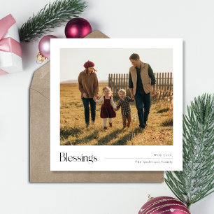 Julvälsignelser - Minimalistiskt familjefoto Julkort