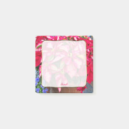 Julvariegerad Rosa & Red Poinsettia Photo Post-it Block