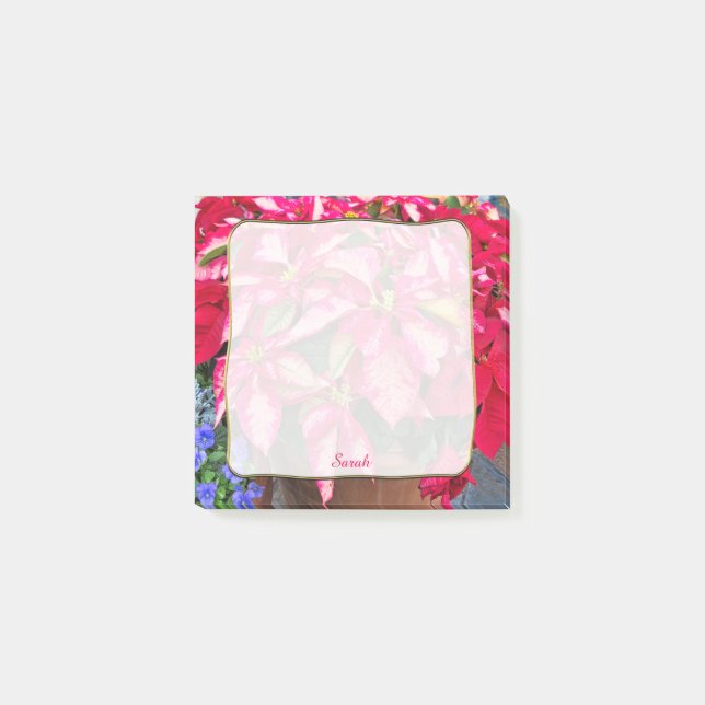 Julvariegerad Rosa & Red Poinsettia Photo Post-it Block (Framsida)