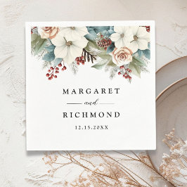 Julvasbröllop i Blommigten Rustisk Elegant Pappersservett