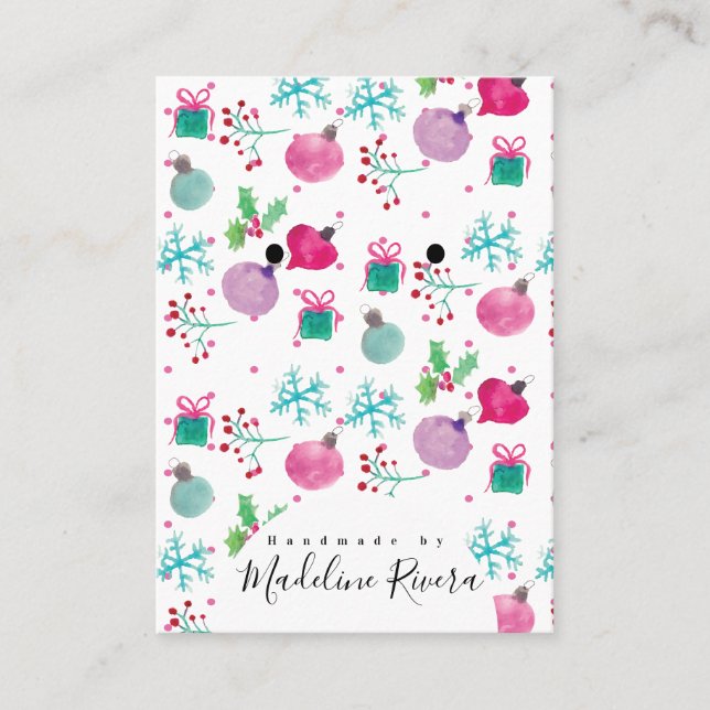 Julvattenfärg Artisan Earring Visning Cards (Framsida)