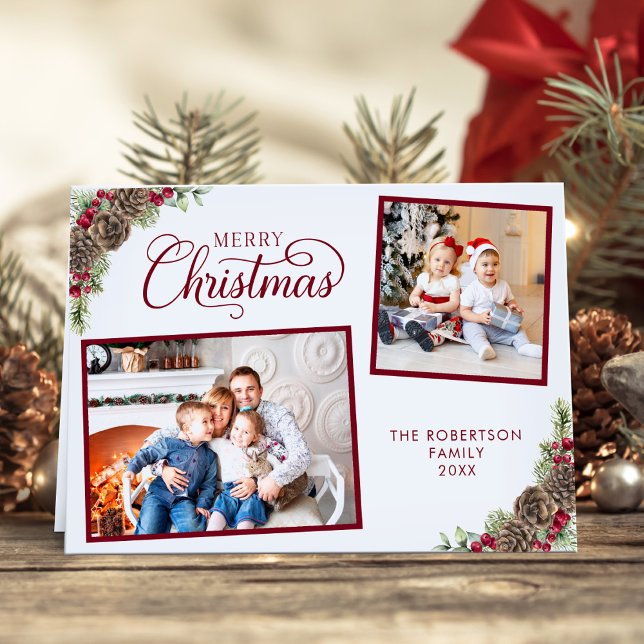 Julvattenfärg Botaniskt 2 FotoElegant Helgkort (Skapare uppladdad)