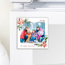 Julvattenfärg Botaniskt Poinsettia Photo Magnet