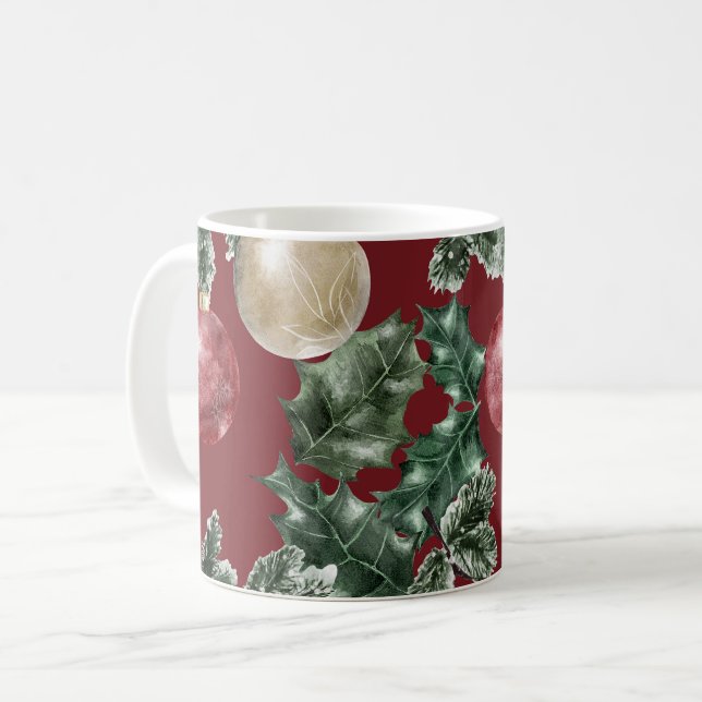 Julvattenfärg Ornament Mönster Kaffemugg (Framsida vänster)