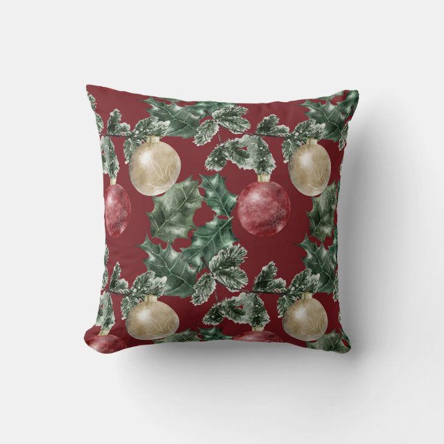 Julvattenfärg Ornament Mönster Kudde (Framsida)