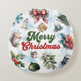 Julvattenfärg Rund Kudde