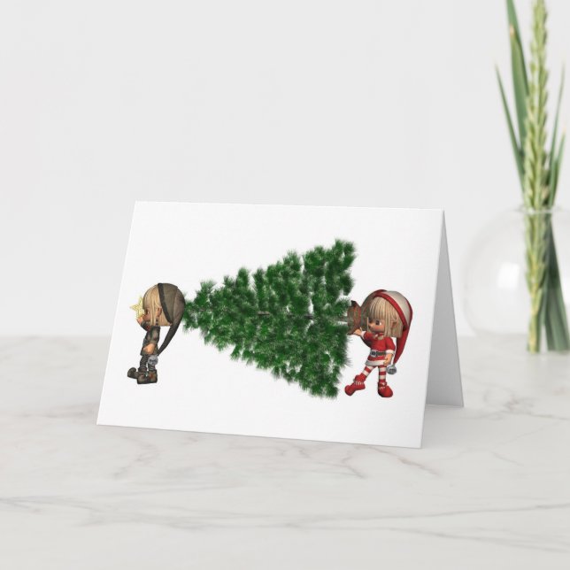 Julventiler - för in träd helgkort (Framsida)