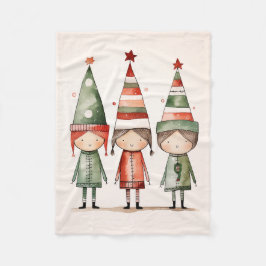 Julventiler i festshattar fleecefilt