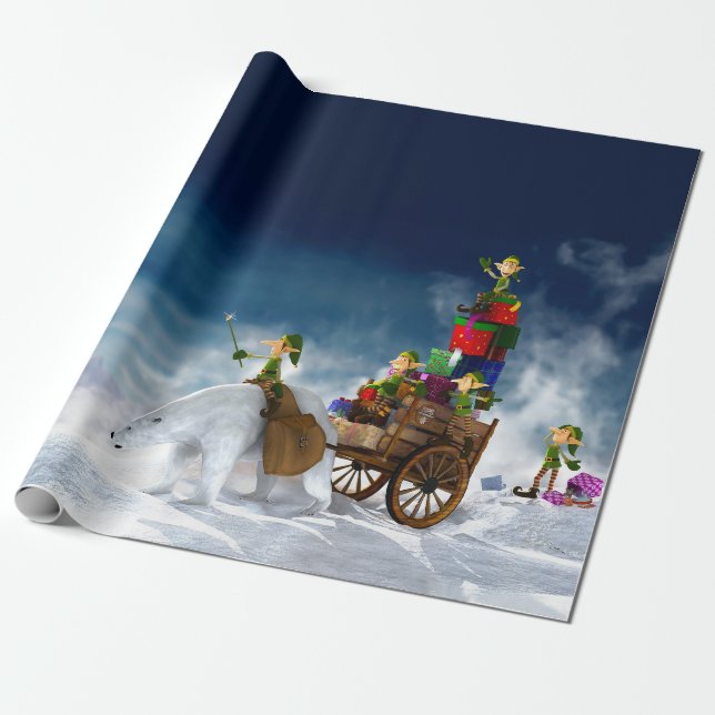 Julventiler med Polar Bear Presentpapper (Utrullad)