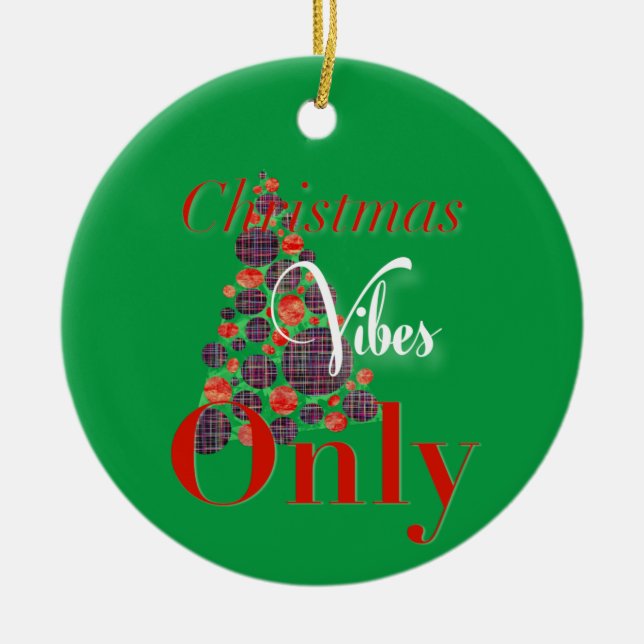 Julvibes Endast Abstrakt Röda Grönten Träd Julgransprydnad Keramik (Framsidan)