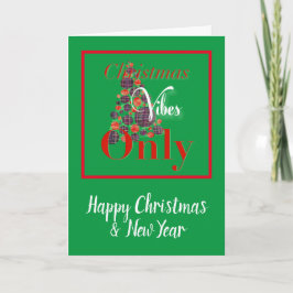 Julvibes Endast Abstrakt Röda Grönten Träd Tack Kort