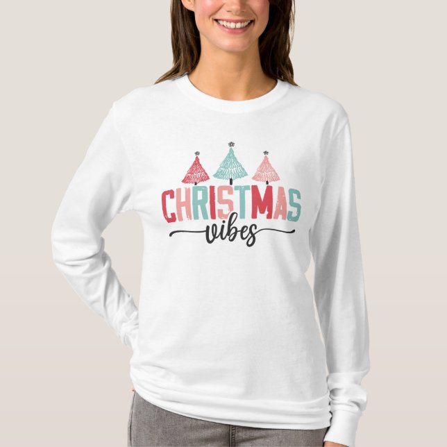 Julvibes - Festive Träd Design T Shirt (Framsida)