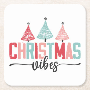 Julvibes - Festive Träd Design Underlägg Papper Kvadrat