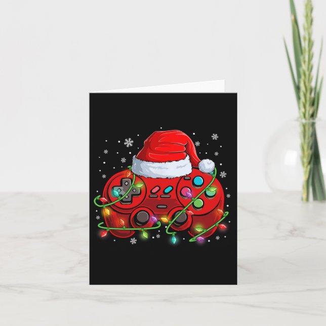 Julvideo Game Santa Hatt Ljus Gaming Kort (Framsida)
