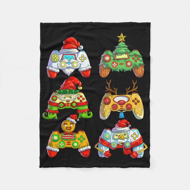 Julvideospelsstyrenhet Santa Hat Christma Fleecefilt (Framsidan)