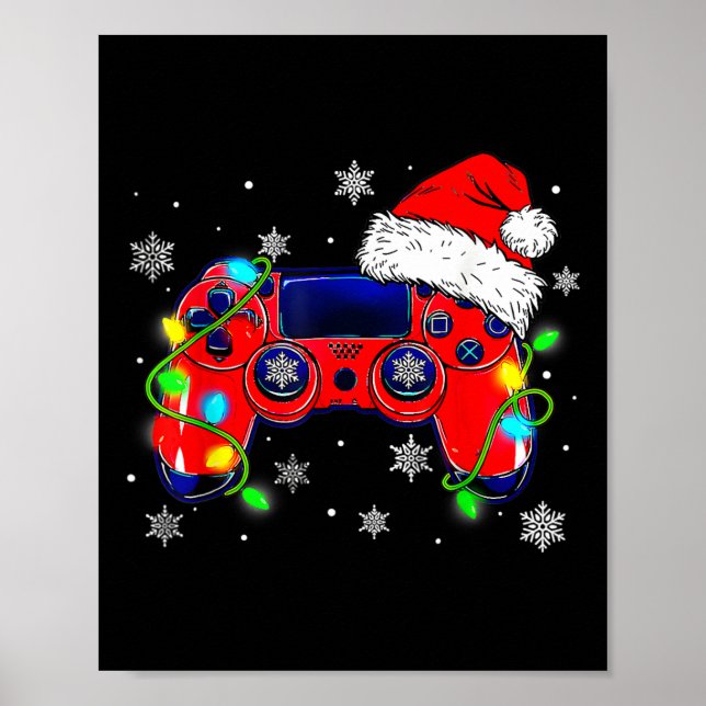 Julvideospelsstyrenhet Santa Hat Gamer Bo Poster (Framsidan)