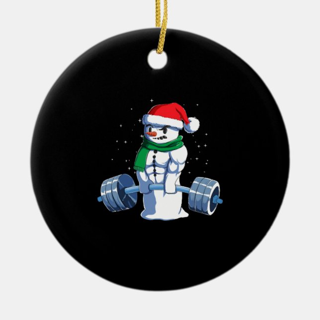 Julviktande Julafton Deadlift Gift Idea Julgransprydnad Keramik (Framsidan)