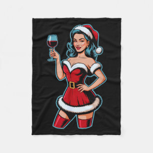 Julvin Santa flicka Holiday Party Rolig Vint Fleecefilt