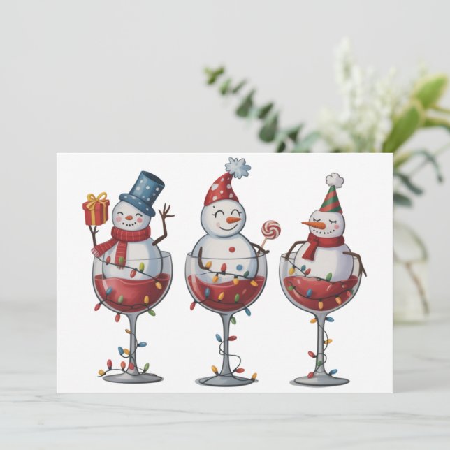 Julvin Snömän Högtidsandar Xmas Julkort (Stående Fram)