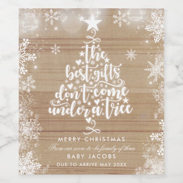 Julvinsetikett Graviditet inom familjen Gift Vinflaska Etikett (Singel etikett)