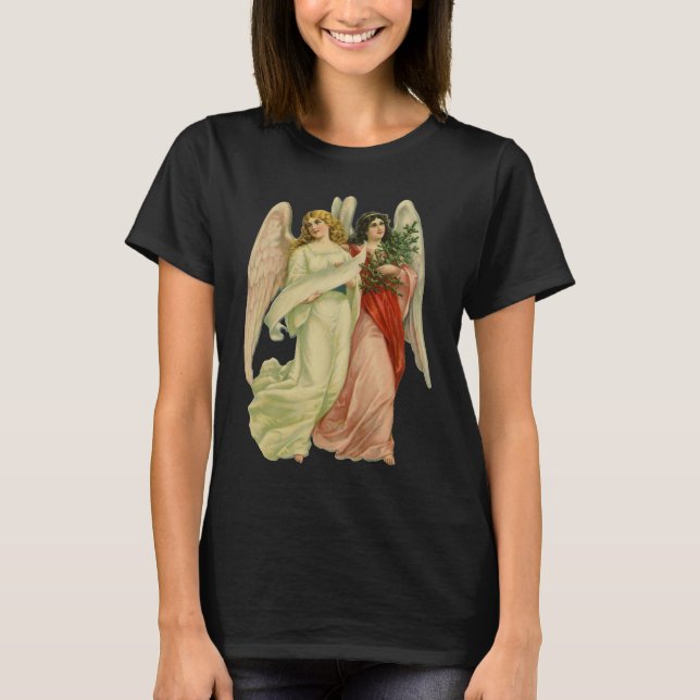 Julvintage, antika viktorianska änglar utklippta tee (Framsida)