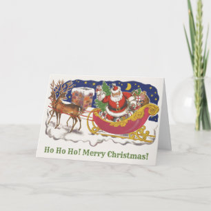 Julvintage, Glad tomte med släde Kort