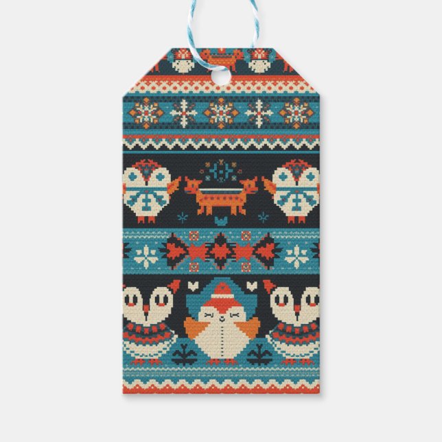 Julvintage mönster presentetikett (Framsidan)