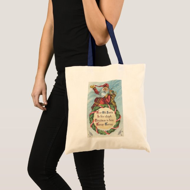 Julvintage, viktoriansk tomte på krans tygkasse (Framsida (produkt))