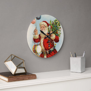 Julvintage, viktorianska ballonger med tomte stor klocka