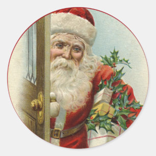 JulVintagen Victorian Jultomten Runt Klistermärke