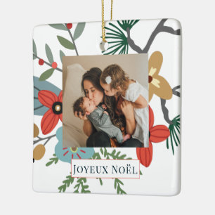 Julvinter Blommor Joyeux Noël Helgdag Photo Julgransprydnad Keramik