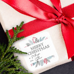 Julvinter botaniskt grönt till och från fyrkantigt klistermärke<br><div class="desc">Vintervintern botanisk grey längs överkanten och grund med vit rektangulär låda och grått klassisk typografi.</div>