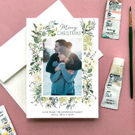 Julvinter Botaniskt vattenfärg Julkort