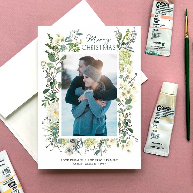 Julvinter Botaniskt vattenfärg Julkort (Skapare uppladdad)