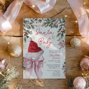 Julvinter Coquette-slöja Santa Baby Shower Inbjudningar