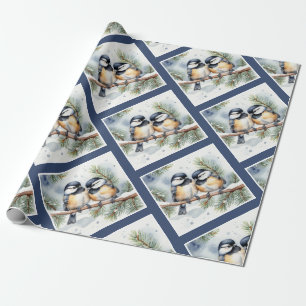 Julvinter Cute Chickadee Birds Presentpapper