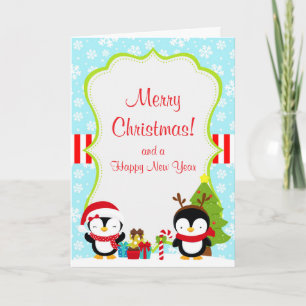 Julvinter Cute Penguins God jul Kort