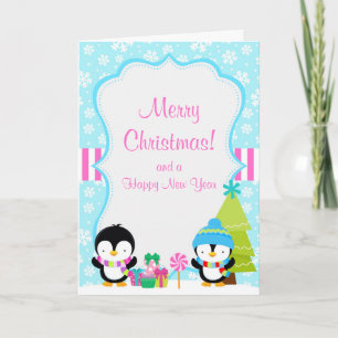 Julvinter Cute Penguins God jul Kort
