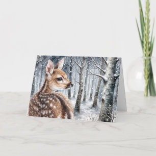 Julvinter Fawn Helgkort