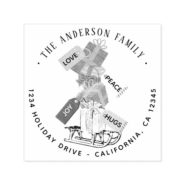 Julvinter Festive Family Namn Adress Självfärgande Stämpel (Design)