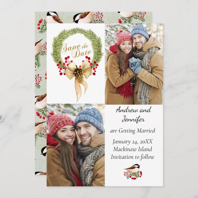Julvinter Foto Spara datum Inbjudningar (Fram/baksida)