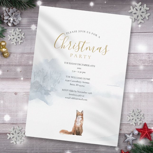 Julvinter Fox-Julfest Inbjudningar (Christmas Winter Fox Holiday Party Invitation)