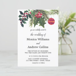 Julvinter Gräs Träd Watercolor Bröllop Inbjudningar